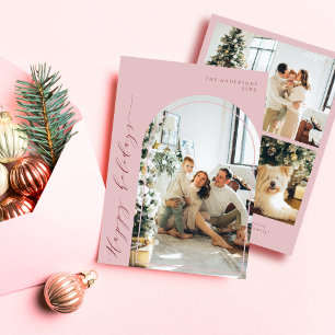 Cartes Pour Fêtes Annuelles Script minimaliste Joyeux Vacances Photo Dusty ros