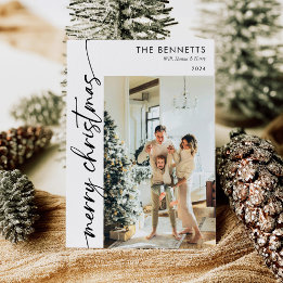 Cartes Pour Fêtes Annuelles Script minimaliste moderne Joyeux Noël Photo