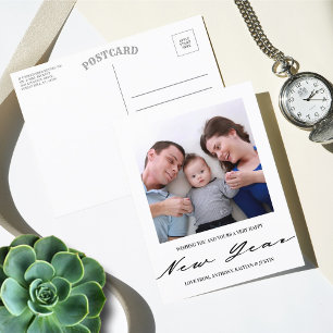 Cartes Pour Fêtes Annuelles Script minimaliste moderne photo Nouvel An
