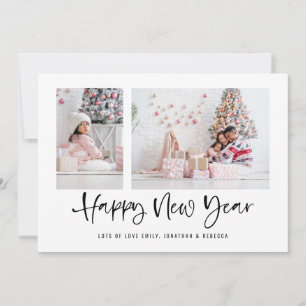 Cartes Pour Fêtes Annuelles Script moderne 2 Photo Joyeux calendrier du Nouvel