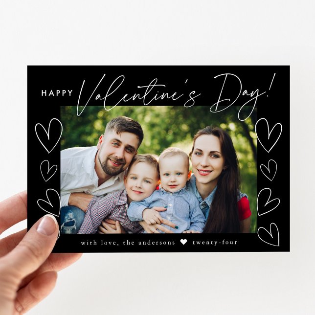 Cartes Pour Fêtes Annuelles Script moderne Black Valentine's Day Photo (Créateur téléchargé)