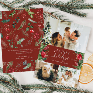 Cartes Pour Fêtes Annuelles Script moderne Bourgogne Rouge hiver photo
