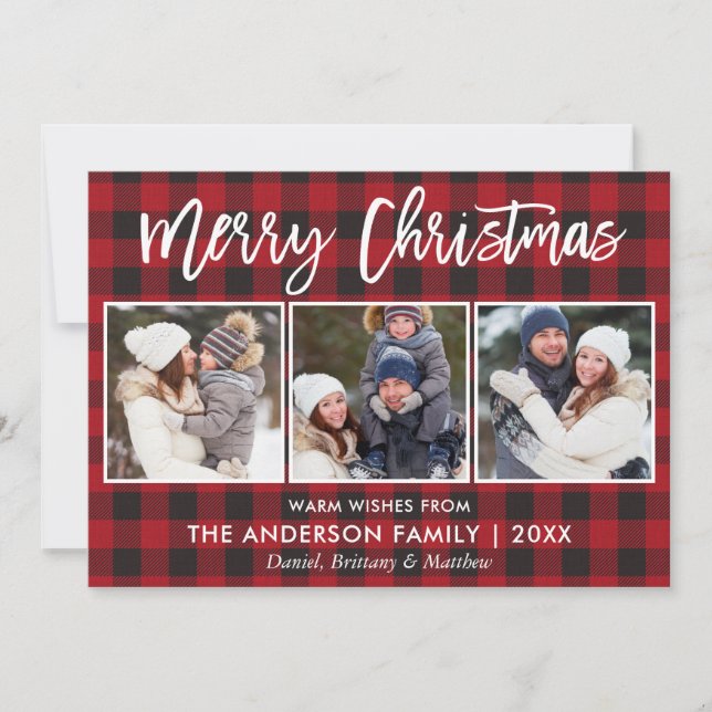 Cartes Pour Fêtes Annuelles Script moderne Bracelet Joyeux Noël 3 Photo Plaid (Devant)