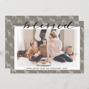 Cartes Pour Fêtes Annuelles Script moderne Brown gris chic BLESSEE Minimaliste