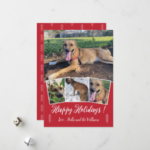 Cartes Pour Fêtes Annuelles Script moderne Chien Photo Collage Red Holiday Car