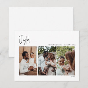 Cartes Pour Fêtes Annuelles Script moderne de Noël Joyeux trois photos