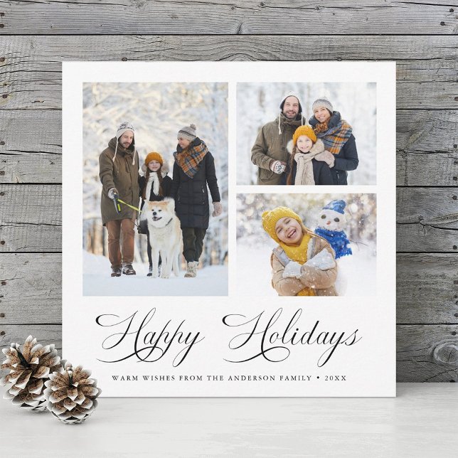 Cartes Pour Fêtes Annuelles Script moderne élégant Joyeux vacances 3 Photo (Créateur téléchargé)