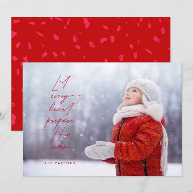 Cartes Pour Fêtes Annuelles Script Moderne Emballé Laissez Chaque Coeur Le Pré (Devant / Derrière)