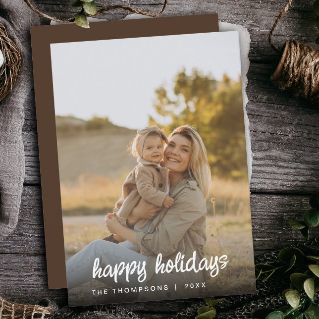 Cartes Pour Fêtes Annuelles Script moderne Famille Photo Noël 2024 Personnalis (Créateur téléchargé)