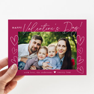 Cartes Pour Fêtes Annuelles Script moderne Fuchsia Saint-Valentin Photo