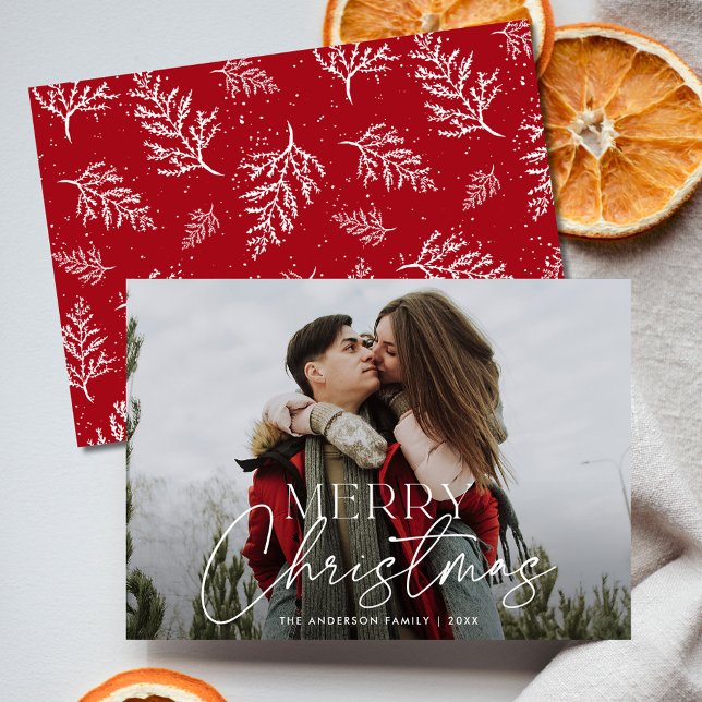 Cartes Pour Fêtes Annuelles Script moderne Joyeuse photo de Noël (Créateur téléchargé)