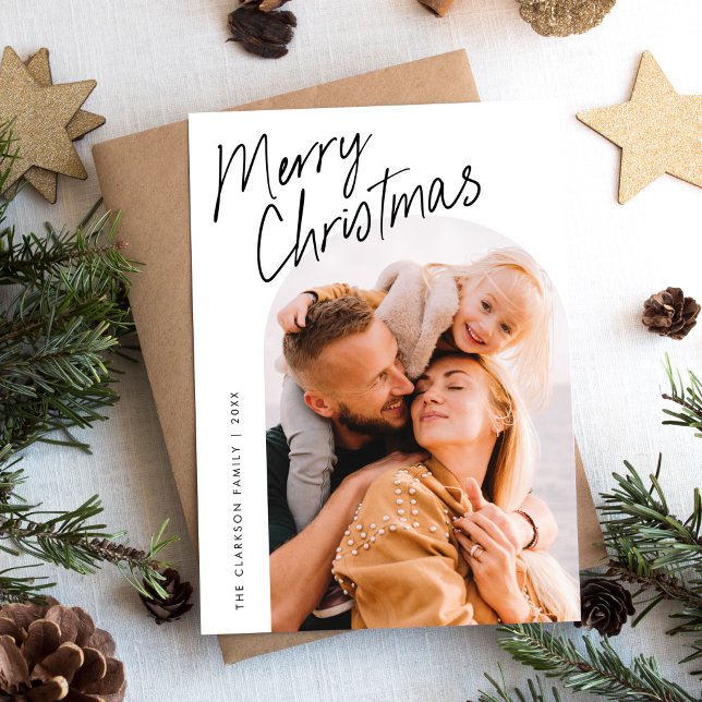 Cartes Pour Fêtes Annuelles Script moderne Joyeux Arche de Noël 2 Photo (Créateur téléchargé)