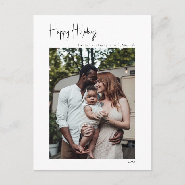 Cartes Pour Fêtes Annuelles Script moderne Joyeux jours fériés Vertical Photo  (Devant)
