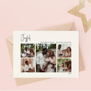 Cartes Pour Fêtes Annuelles Script moderne Joyeux Noël Cinq photos