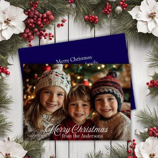 Cartes Pour Fêtes Annuelles Script moderne Joyeux Noël Photo de famille person