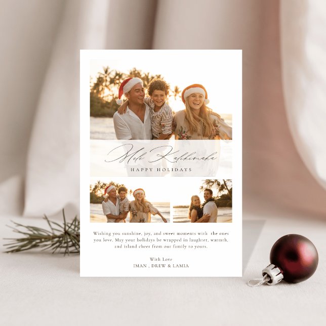 Cartes Pour Fêtes Annuelles Script moderne Mele Kalikimaka Tropical 3 Photo (Créateur téléchargé)