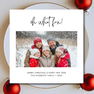 Cartes Pour Fêtes Annuelles Script moderne Oh Quel Amusant Noël Famille Photo