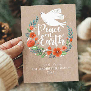 Cartes Pour Fêtes Annuelles Script moderne Paix sur Terre Noël Photo