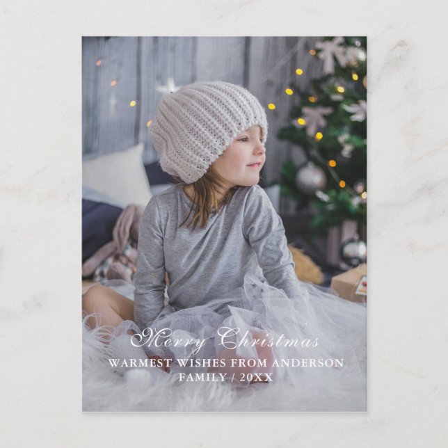 Cartes Pour Fêtes Annuelles Script moderne personnalisable photo de Noël (Devant)