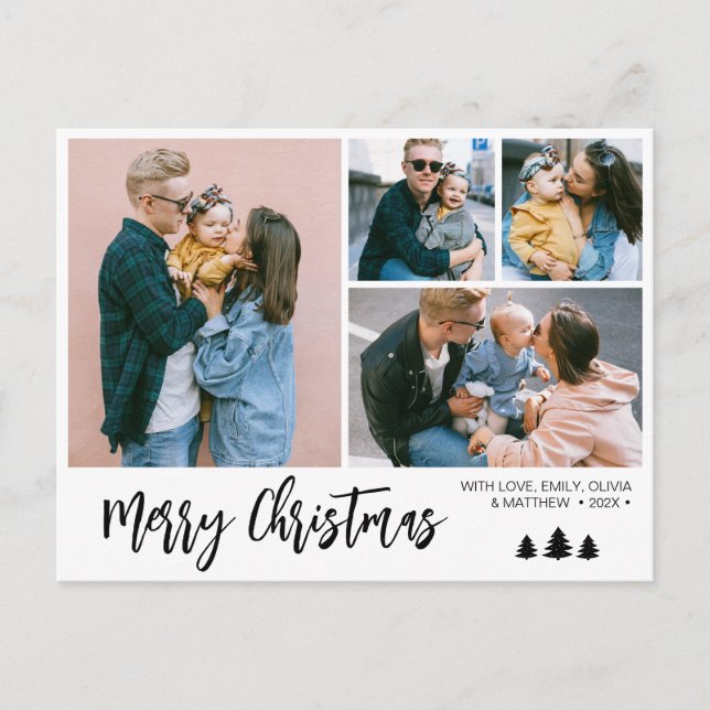 Cartes Pour Fêtes Annuelles Script moderne Photo Noël neigeux (Devant)