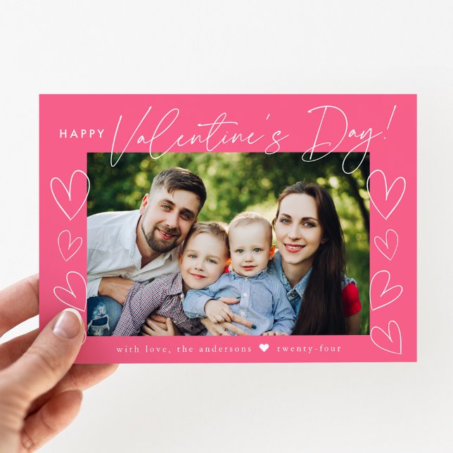 Cartes Pour Fêtes Annuelles Script moderne Pink Saint Valentin photo (Créateur téléchargé)