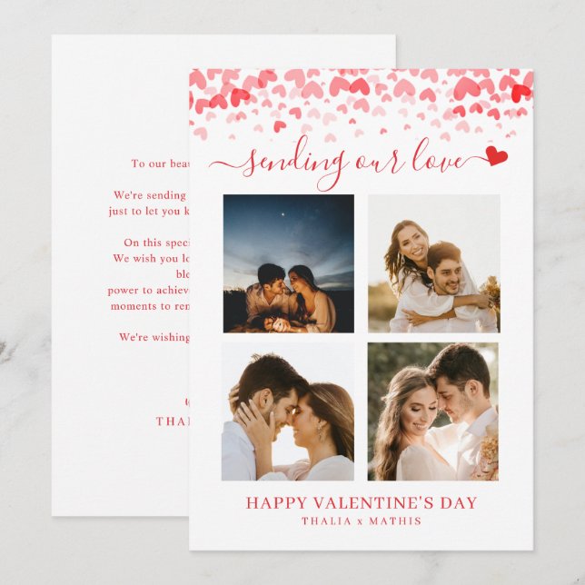 Cartes Pour Fêtes Annuelles Script moderne Red Heart Valentine's Card Photo (Devant / Derrière)