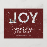 Script moderne rouge élégant JOIE Neige hiver Supe