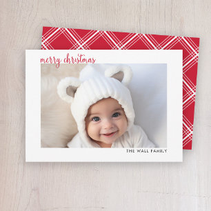 Cartes Pour Fêtes Annuelles Script moderne Rouge Joyeux Noël Horizontal Photo