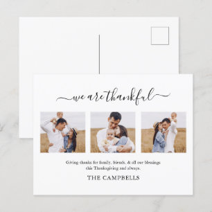 Cartes Pour Fêtes Annuelles Script moderne Thanksgiving Photo