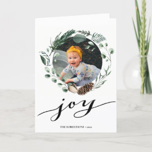 Cartes Pour Fêtes Annuelles Script noir moderne Élégant Foliage Eucalyptus