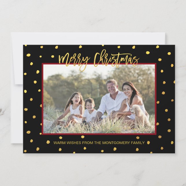 Cartes Pour Fêtes Annuelles Script or moderne Joyeux Noël Photo personnalisée (Devant)