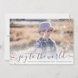 Cartes Pour Fêtes Annuelles Script pailleté joie au monde nouvelle année photo