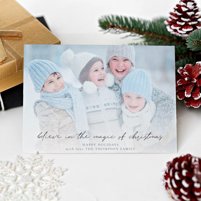 Cartes Pour Fêtes Annuelles Script Photo Croire à la magie de Noël (Créateur téléchargé)