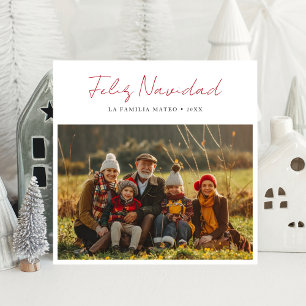 Cartes Pour Fêtes Annuelles Script Red Feliz Navidad Photo Noël espagnol