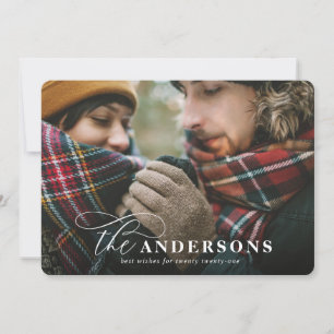 Cartes Pour Fêtes Annuelles Script red plaid photo