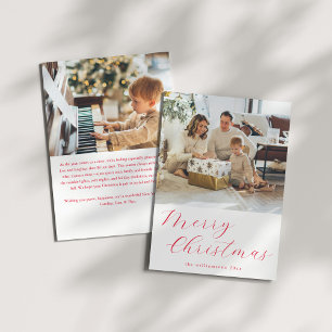 Cartes Pour Fêtes Annuelles Script Red Simple Joyeux Noël Lettre photo