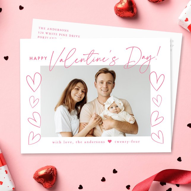 Cartes Pour Fêtes Annuelles Script rose moderne Photo Saint Valentin (Créateur téléchargé)