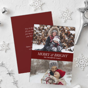 Cartes Pour Fêtes Annuelles Script rouge moderne Joyeux Bright Christmas Photo