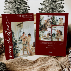 Cartes Pour Fêtes Annuelles Script rouge moderne Joyeux Noël 5 Photo