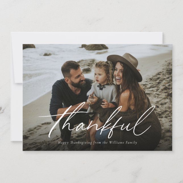 Cartes Pour Fêtes Annuelles Script simple de remerciement (Devant)