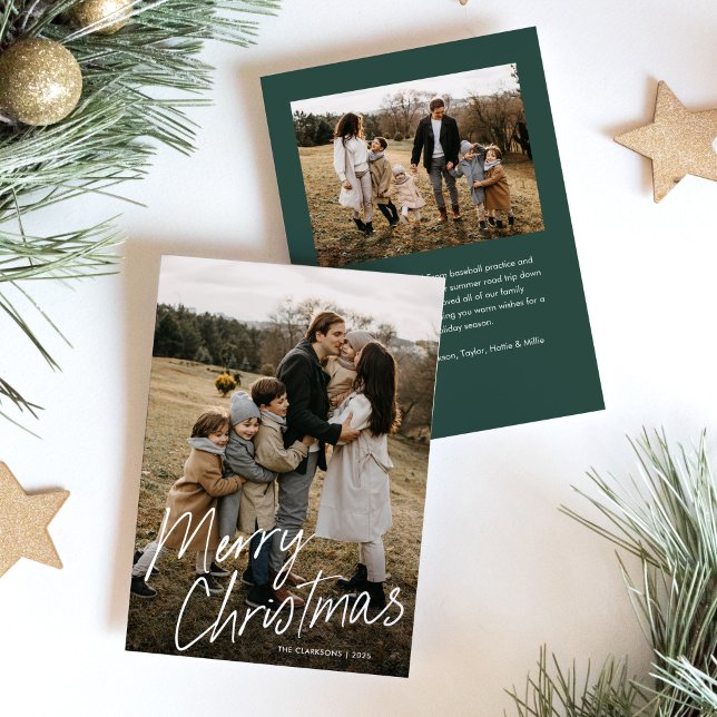 Cartes Pour Fêtes Annuelles Script simple moderne Joyeux Noël 2 Photo (Créateur téléchargé)