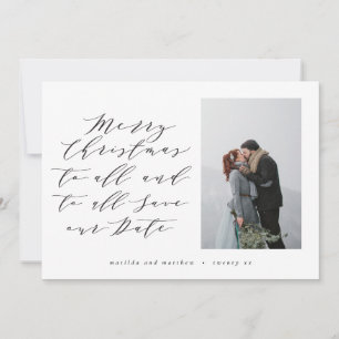 Cartes Pour Fêtes Annuelles Script texte photo Noël enregistrer la date