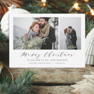Cartes Pour Fêtes Annuelles Script texte photo Noël enregistrer la date