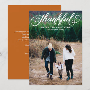 Cartes Pour Fêtes Annuelles Script Whimsical Thankful Bon thanksgiving photo
