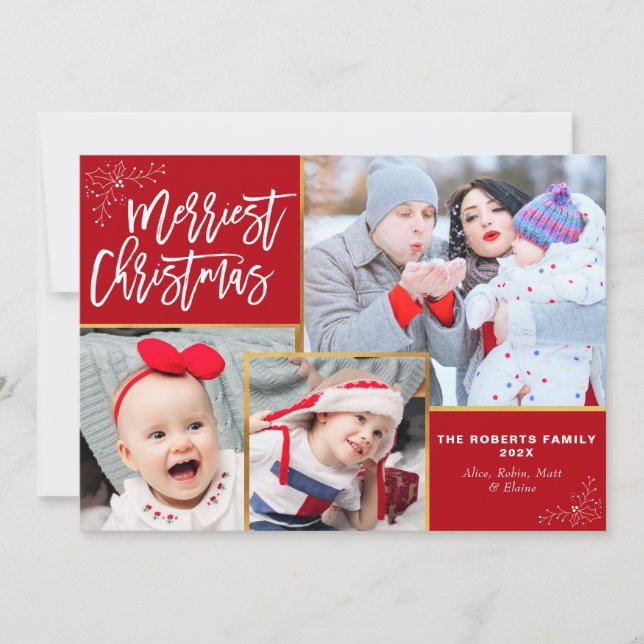 Cartes Pour Fêtes Annuelles Scripts rustiques collage photo noël (Devant)