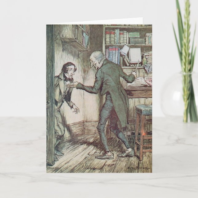 Cartes Pour Fêtes Annuelles Scrooge et Bob Cratchit (Devant)