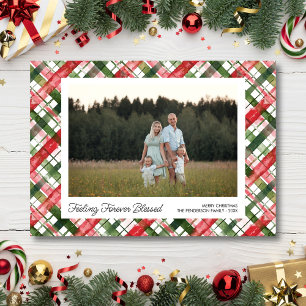 Cartes Pour Fêtes Annuelles Se sentir béni, amusant Plaid Photo de Noël person