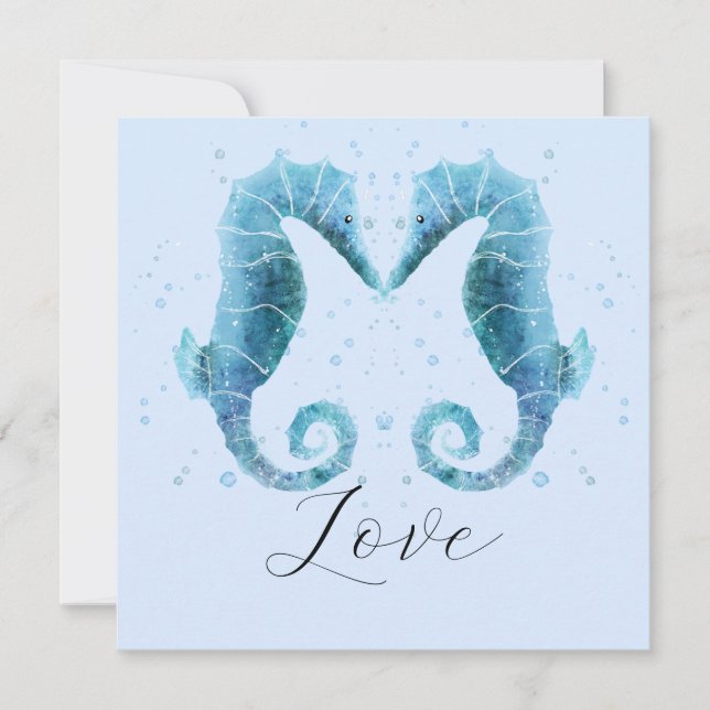 Cartes Pour Fêtes Annuelles Sea Hors Beach Aquarelle Saint-Valentin (Devant)
