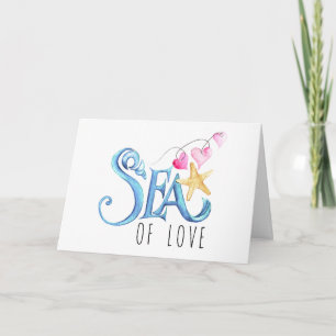 Cartes Pour Fêtes Annuelles Sea of Love Watercolor Beach Valentines Day