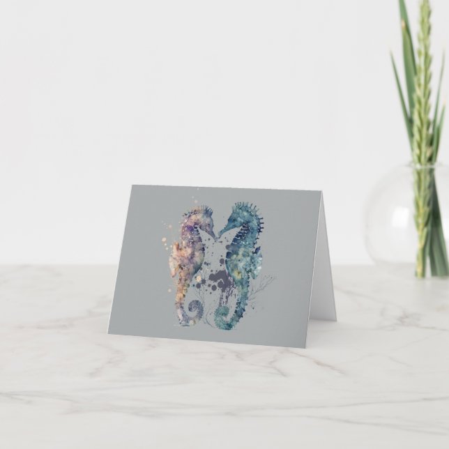 Cartes Pour Fêtes Annuelles Seahorse Love (Devant)